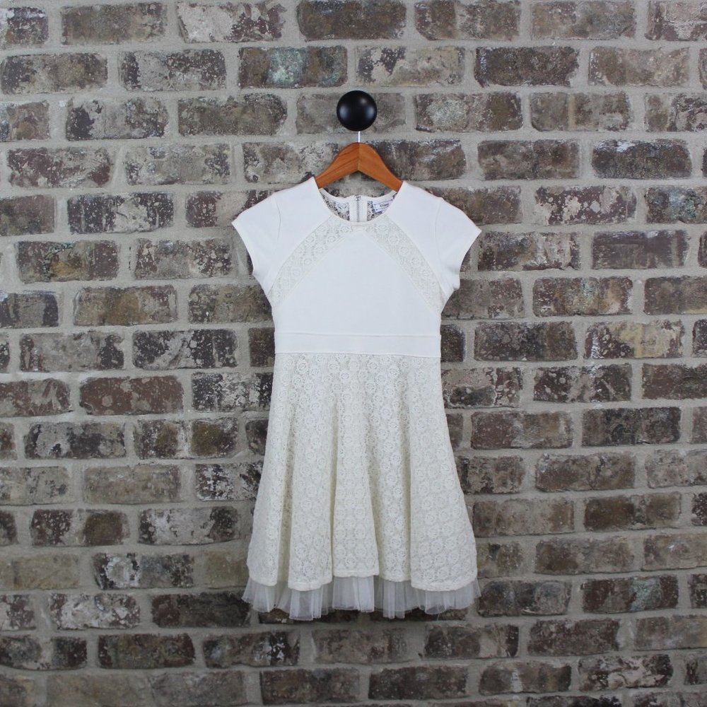D-Signed by Disney Cream Crochet Lace Tulle Knee Length Dress Girls Youth M10-12